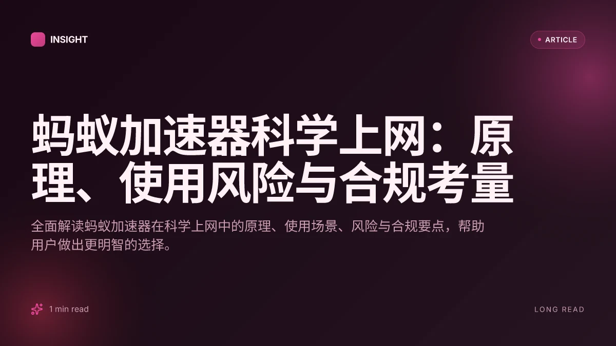 蚂蚁加速器科学上网:原理、使用风险与合规考量