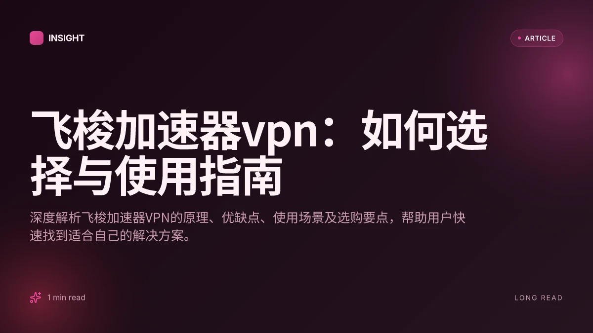 飞梭加速器VPN:如何选择与使用指南